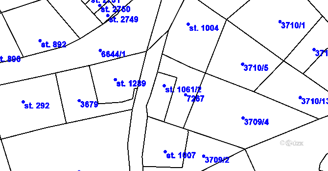 Parcela st. 1061/2 v KÚ Kraslice, Katastrální mapa