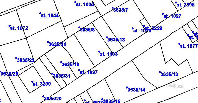 Parcela st. 1103 v KÚ Kraslice, Katastrální mapa