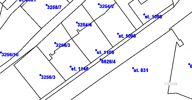 Parcela st. 1109 v KÚ Kraslice, Katastrální mapa