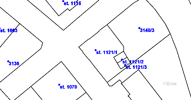Parcela st. 1121/1 v KÚ Kraslice, Katastrální mapa