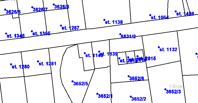 Parcela st. 1139 v KÚ Kraslice, Katastrální mapa