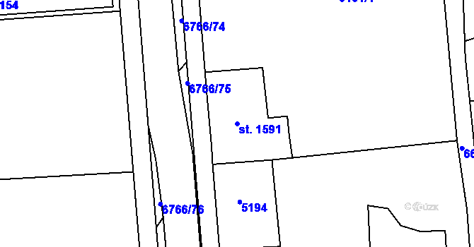 Parcela st. 1591 v KÚ Kraslice, Katastrální mapa