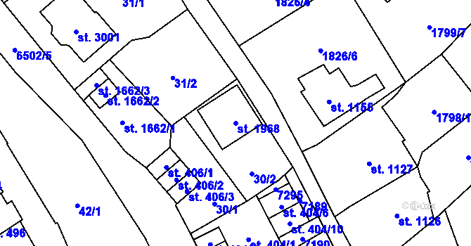 Parcela st. 1968 v KÚ Kraslice, Katastrální mapa