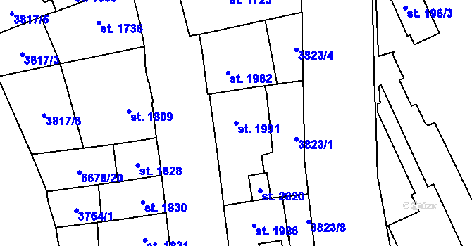 Parcela st. 1991 v KÚ Kraslice, Katastrální mapa