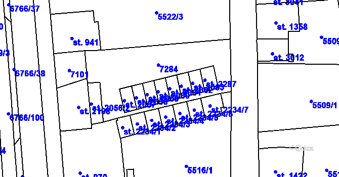 Parcela st. 2061 v KÚ Kraslice, Katastrální mapa