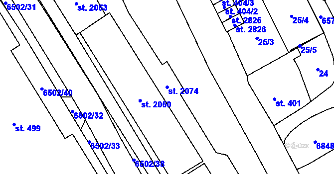 Parcela st. 2074 v KÚ Kraslice, Katastrální mapa