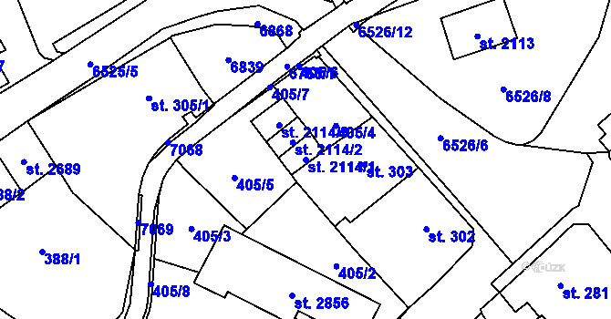 Parcela st. 2114/1 v KÚ Kraslice, Katastrální mapa
