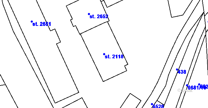 Parcela st. 2118 v KÚ Kraslice, Katastrální mapa