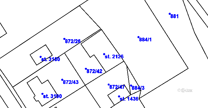 Parcela st. 2126 v KÚ Kraslice, Katastrální mapa