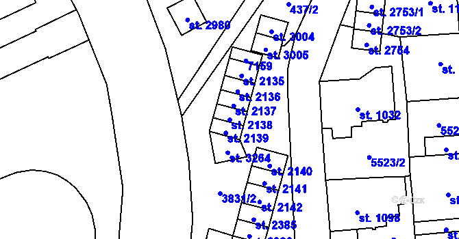 Parcela st. 2138 v KÚ Kraslice, Katastrální mapa