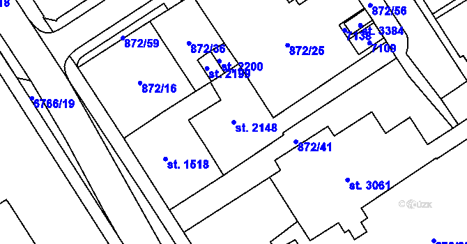Parcela st. 2148 v KÚ Kraslice, Katastrální mapa