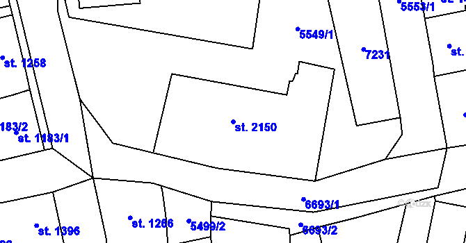 Parcela st. 2150 v KÚ Kraslice, Katastrální mapa