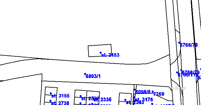 Parcela st. 2153 v KÚ Kraslice, Katastrální mapa
