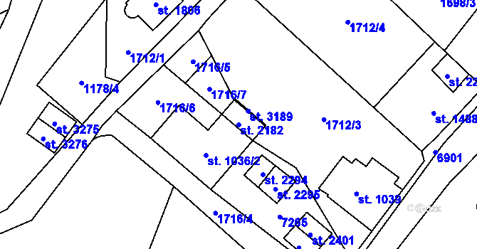 Parcela st. 2182 v KÚ Kraslice, Katastrální mapa
