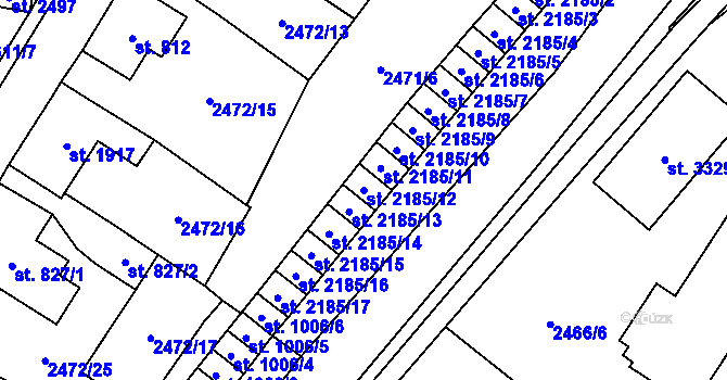 Parcela st. 2185/12 v KÚ Kraslice, Katastrální mapa