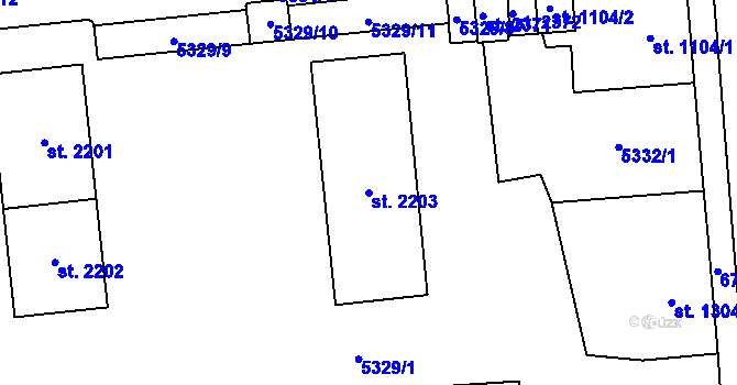 Parcela st. 2203 v KÚ Kraslice, Katastrální mapa