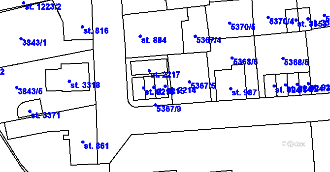 Parcela st. 2214 v KÚ Kraslice, Katastrální mapa