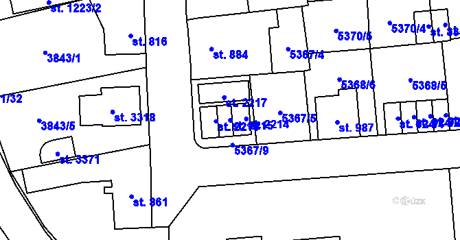 Parcela st. 2215 v KÚ Kraslice, Katastrální mapa