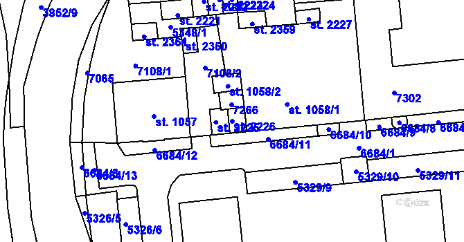 Parcela st. 2226 v KÚ Kraslice, Katastrální mapa