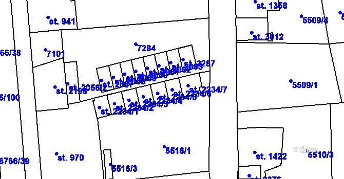 Parcela st. 2234/6 v KÚ Kraslice, Katastrální mapa