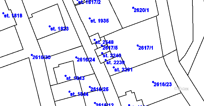 Parcela st. 2240 v KÚ Kraslice, Katastrální mapa