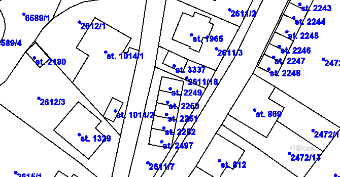 Parcela st. 2249 v KÚ Kraslice, Katastrální mapa