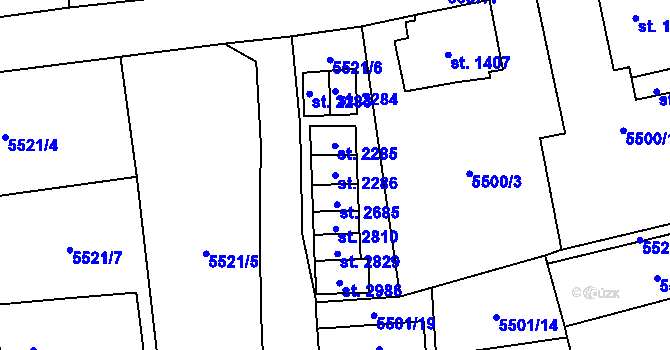 Parcela st. 2286 v KÚ Kraslice, Katastrální mapa