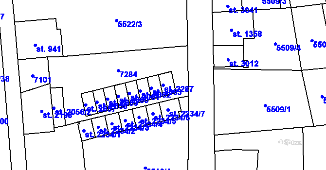 Parcela st. 2287 v KÚ Kraslice, Katastrální mapa
