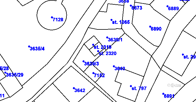 Parcela st. 2320 v KÚ Kraslice, Katastrální mapa