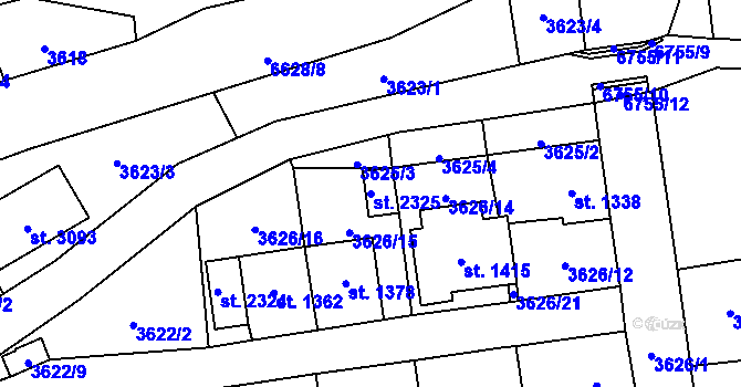 Parcela st. 2325 v KÚ Kraslice, Katastrální mapa