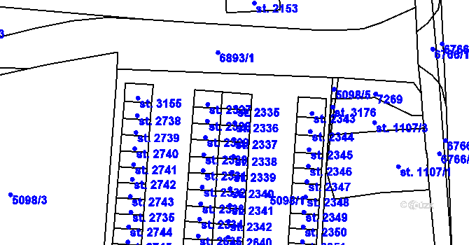 Parcela st. 2336 v KÚ Kraslice, Katastrální mapa