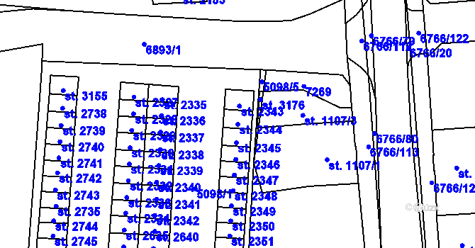 Parcela st. 2344 v KÚ Kraslice, Katastrální mapa