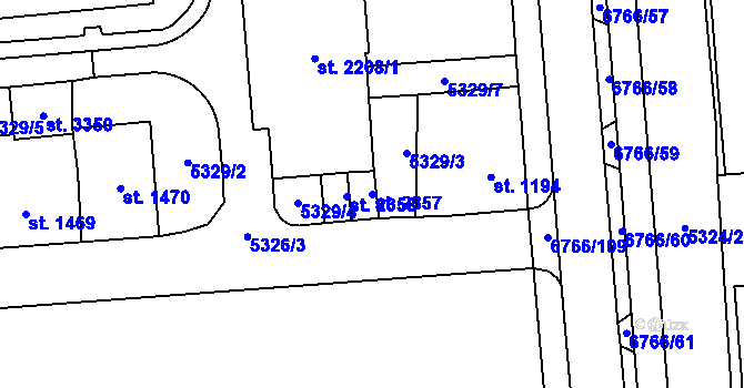Parcela st. 2357 v KÚ Kraslice, Katastrální mapa