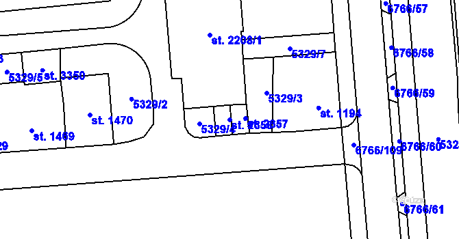 Parcela st. 2358 v KÚ Kraslice, Katastrální mapa