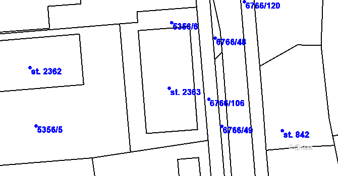 Parcela st. 2363 v KÚ Kraslice, Katastrální mapa