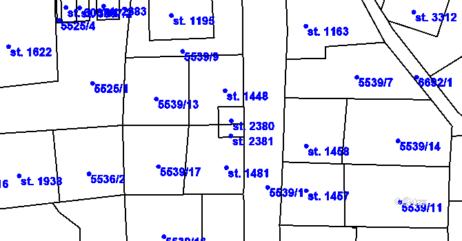 Parcela st. 2380 v KÚ Kraslice, Katastrální mapa