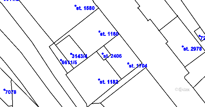 Parcela st. 2406 v KÚ Kraslice, Katastrální mapa