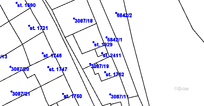 Parcela st. 2411 v KÚ Kraslice, Katastrální mapa
