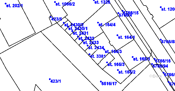 Parcela st. 2434 v KÚ Kraslice, Katastrální mapa