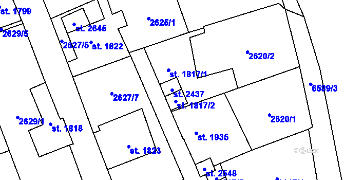 Parcela st. 2437 v KÚ Kraslice, Katastrální mapa