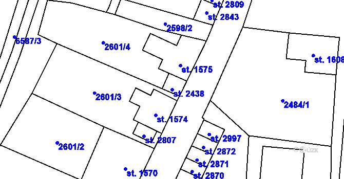 Parcela st. 2438 v KÚ Kraslice, Katastrální mapa