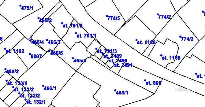 Parcela st. 2489 v KÚ Kraslice, Katastrální mapa