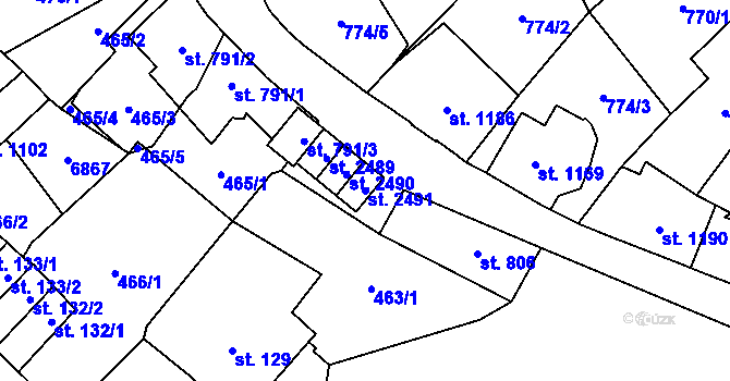 Parcela st. 2491 v KÚ Kraslice, Katastrální mapa