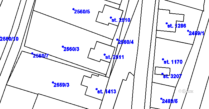 Parcela st. 2511 v KÚ Kraslice, Katastrální mapa