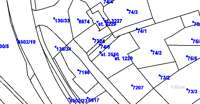 Parcela st. 2516 v KÚ Kraslice, Katastrální mapa