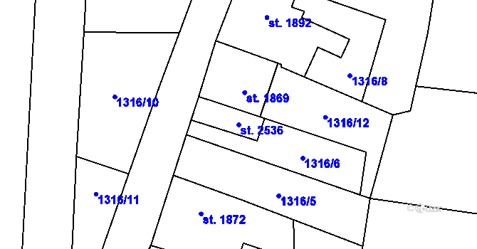 Parcela st. 2536 v KÚ Kraslice, Katastrální mapa