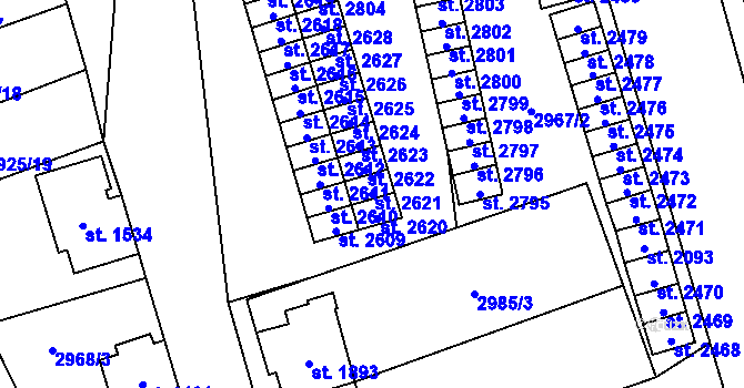 Parcela st. 2621 v KÚ Kraslice, Katastrální mapa