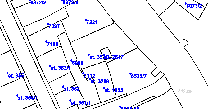 Parcela st. 2647 v KÚ Kraslice, Katastrální mapa