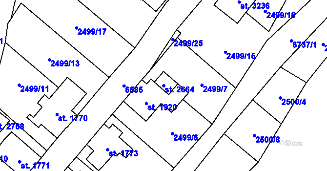 Parcela st. 2664 v KÚ Kraslice, Katastrální mapa