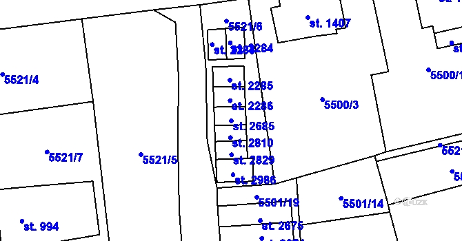 Parcela st. 2685 v KÚ Kraslice, Katastrální mapa